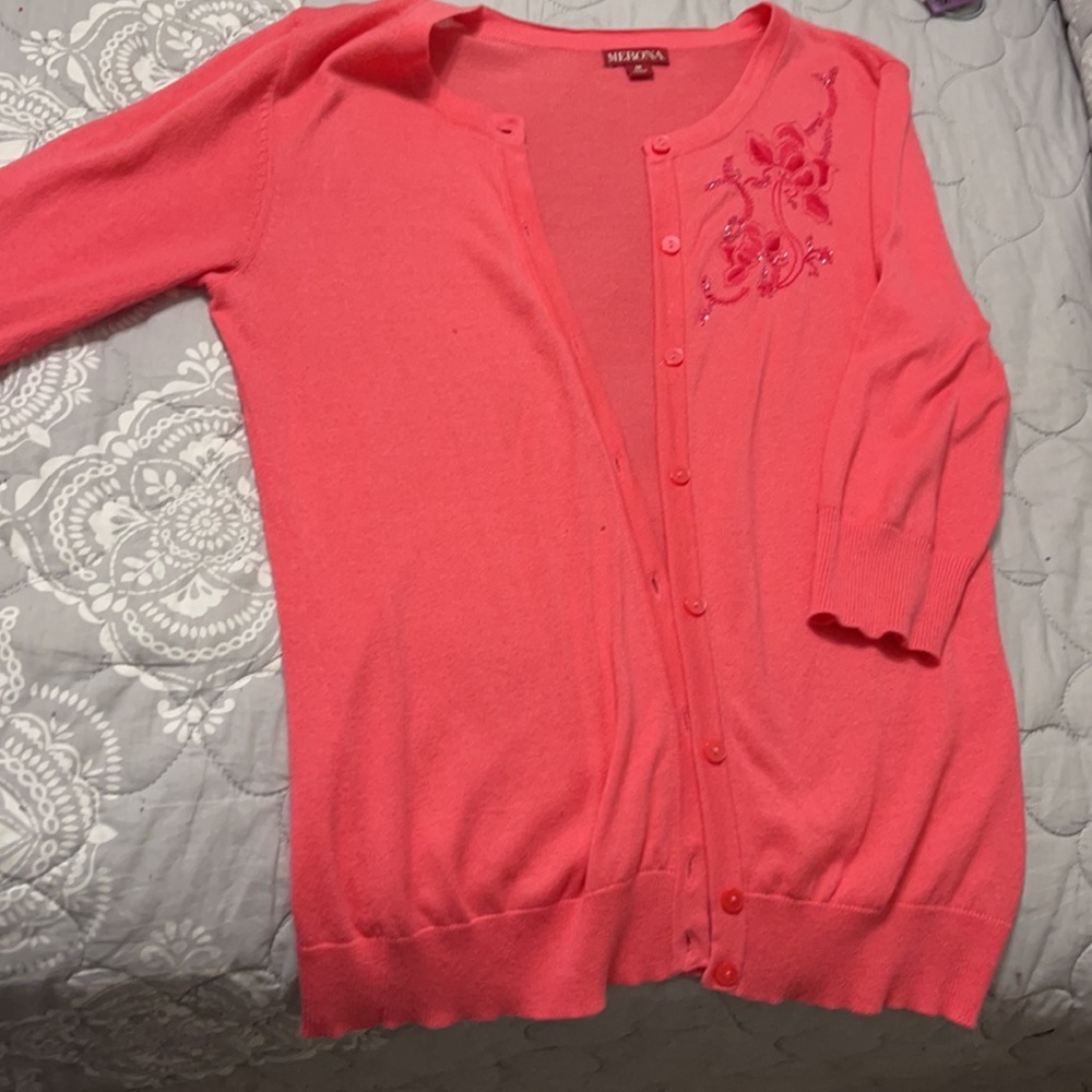 Merona coral quarter sleeve cardigan - Picture 5 of 7